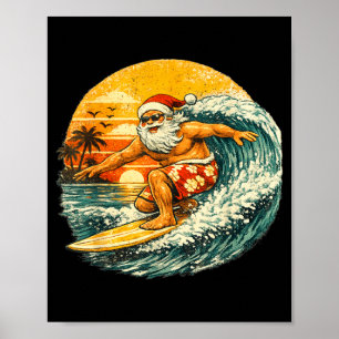Santa Surfing Xmas In July Beach Christmas In June Poster