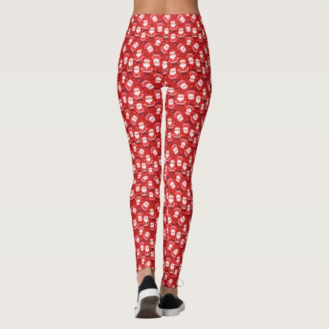 Santa Surrounded By Snowflakes Red Novelty Leggings (Back)