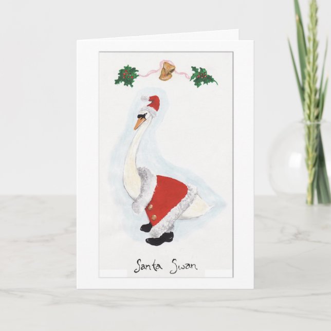 Santa Swan Christmas Card (Front)
