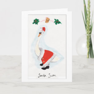 Santa Swan Christmas Card