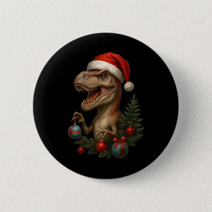 Santa T-rex Christmas Funny Dinosaur Holiday  6 Cm Round Badge
