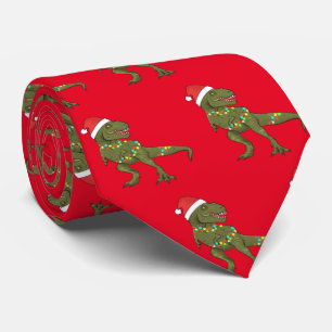 Santa T-Rex Dinosaur Christmas Xmas Tie