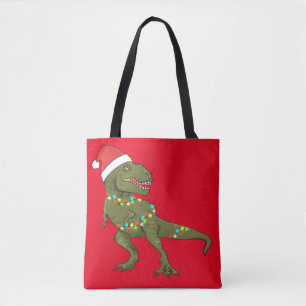 Santa T-Rex Dinosaur Christmas Xmas Totes Bag