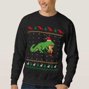 Santa T-Rex Eating Reindeer Dinosaur Ugly Christma Sweatshirt