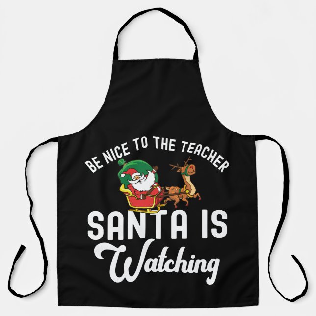 Santa Teacher - Christmas Gift - Funny Reindeer Apron (Front)
