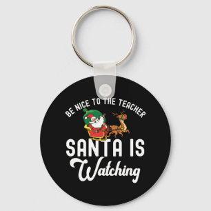 Santa Teacher - Christmas Gift - Funny Reindeer Key Ring