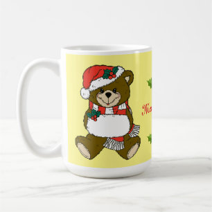 Santa Teddy Bear Christmas Animal Art Coffee Mug