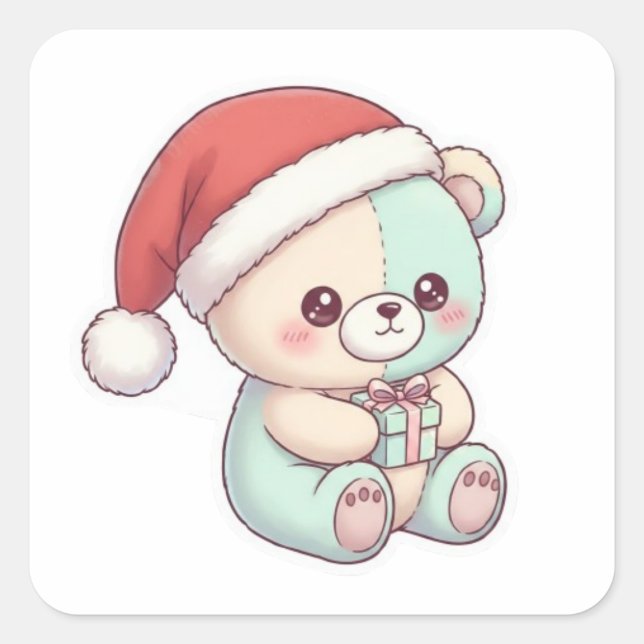 Santa Teddy bear  Square Sticker (Front)