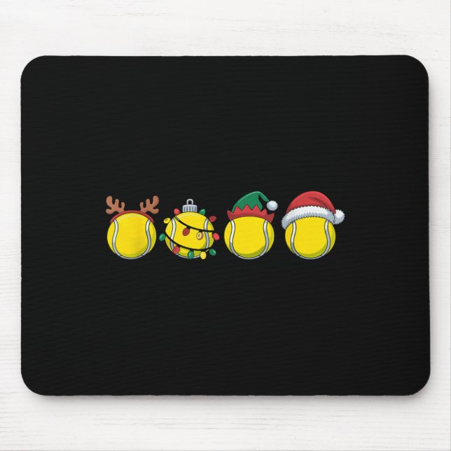 Santa Tennis Ball Christmas Tennis Lover Tennis Pl Mouse Pad (Front)