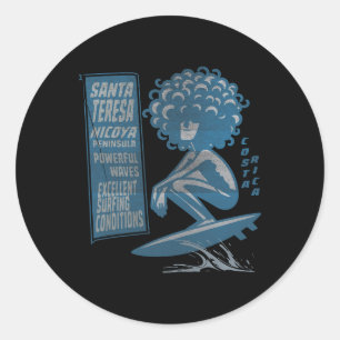Santa Teresa, Costa Rica Surf Vintage Classic Round Sticker