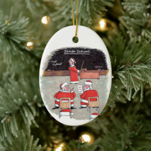 Santa Test oval ceramic ornament