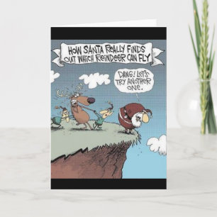 Santa Tests Reindeer Flying Greeting Card