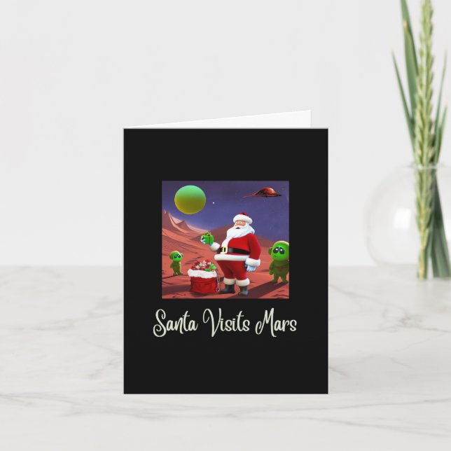 SANTA & THE ALIENS, Funny Christmas Card (Front)