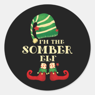 Santa The Sombre Elf Christmas Matching Family Cow Classic Round Sticker