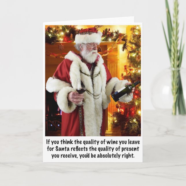 Santa the Wine Connoisseur Holiday Card (Front)