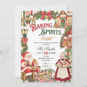 Santa Theme Baking Spirits Bright Christmas Invitation