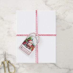 Santa-themed Christmas gift tags