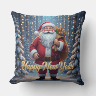 Santa Throw Pillow Happy New Year Magical Christ