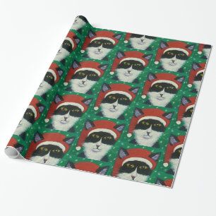 Santa Tixedo cat Wrapping Paper