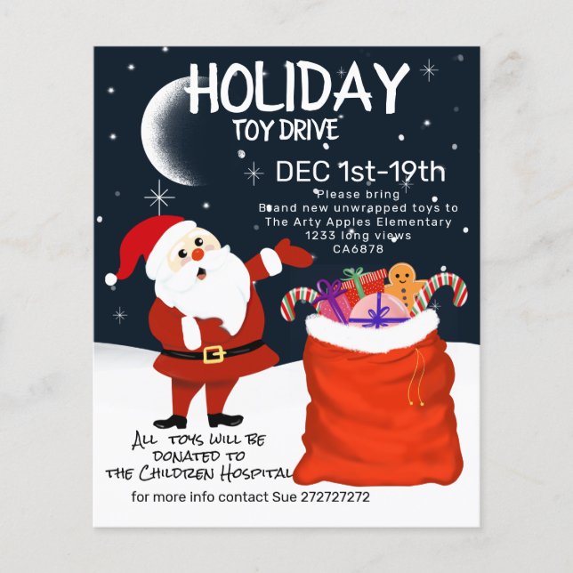 Santa toy drive christmas holiday invitation flyer (Front)