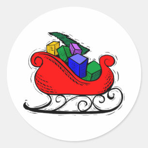 Santa Toy Sleigh Classic Round Sticker