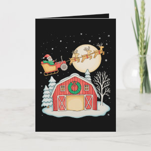 Santa Tractor Farm Farmer Christmas Farming Xmas Holiday Card