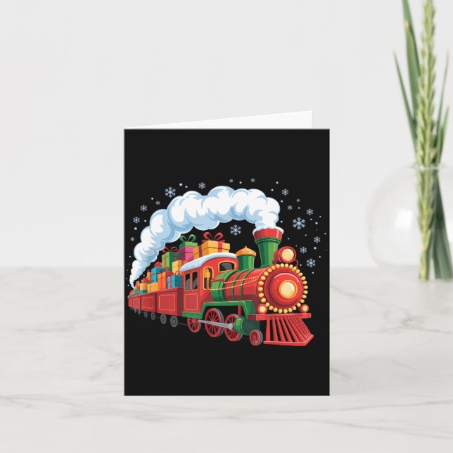 Santa Train Lights Snow Christmas Funny Winter Hol Card (Front)