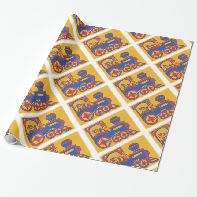 Santa Train Wrapping Paper (Unrolled)