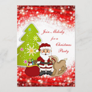 Santa tree kids Christmas Party Invitation