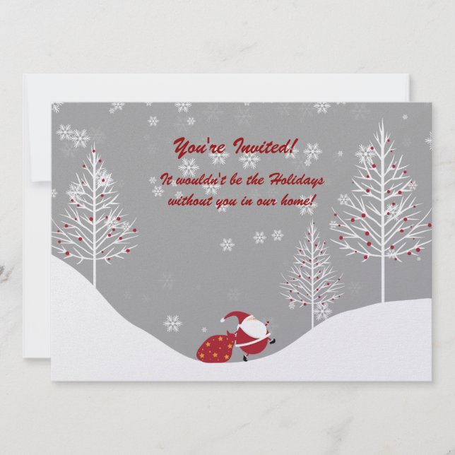 Santa Trees Winter Scene Holiday Party Invitations (Front)