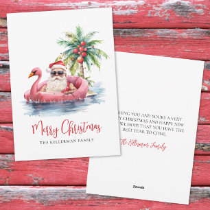 Santa Tropical Beach Christmas Holiday Card