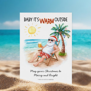 Santa Tropical Beach Vacation Christmas Holiday Card
