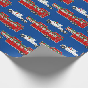 Santa Truck and Horse Trailer Christmas Wrapping Paper