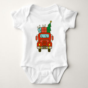 Santa truck front view Merry Christmas Baby Bodysuit