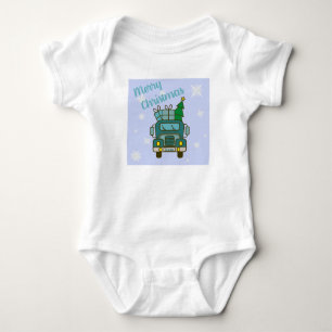 Santa truck front view Merry Christmas Baby Bodysuit