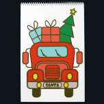 Santa truck front view Merry Christmas Calendar<br><div class="desc">Christmas truck front view with text Merry Christmas</div>