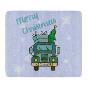 Santa truck front view Merry Christmas Cutting Board