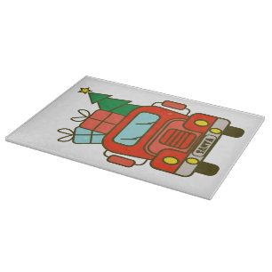 Santa truck front view Merry Christmas Cutting Board