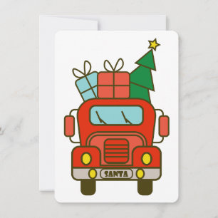 Santa truck front view Merry Christmas Holiday Card