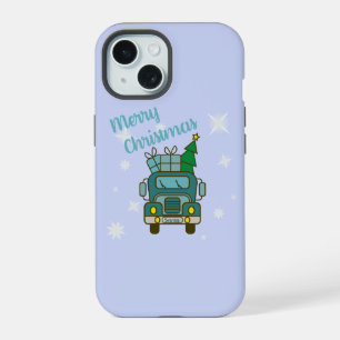 Santa truck front view Merry Christmas iPhone 15 Case