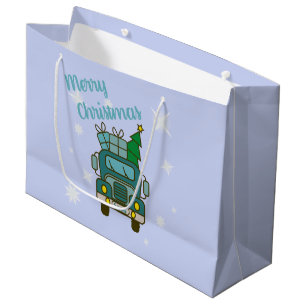 Santa truck front view Merry Christmas Large Gift Bag