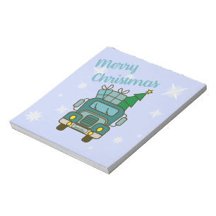 Santa truck front view Merry Christmas Notepad