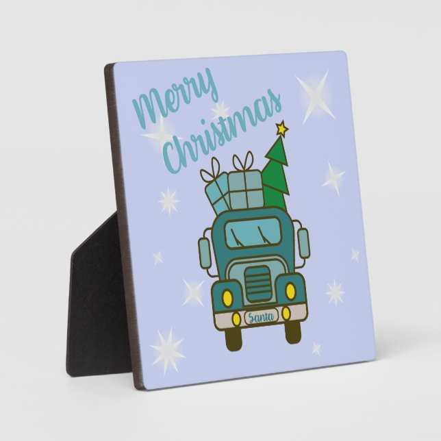 Santa truck front view Merry Christmas Plaque (Front)