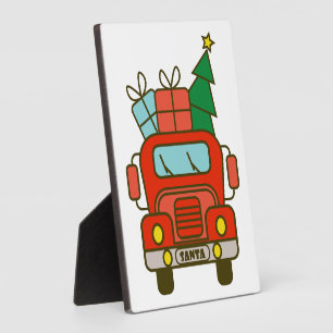 Santa truck front view Merry Christmas Plaque