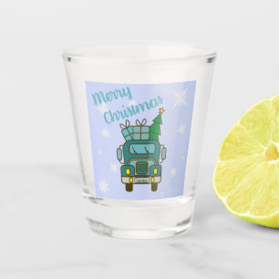 Santa truck front view Merry Christmas Shot Glass