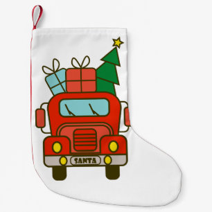 Santa truck front view Merry Christmas Small Christmas Stocking