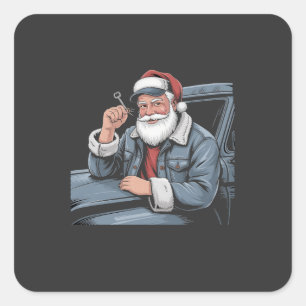 Santa Truck Rigging Funny Truck Driver Christmas Square Sticker