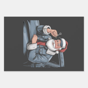 Santa Truck Rigging Funny Truck Driver Christmas Wrapping Paper Sheet
