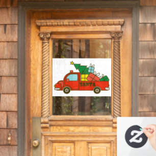 Santa truck side view Merry Christmas