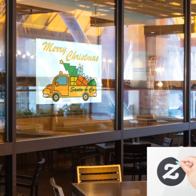 Santa truck side view Merry Christmas (Restaurant Window)